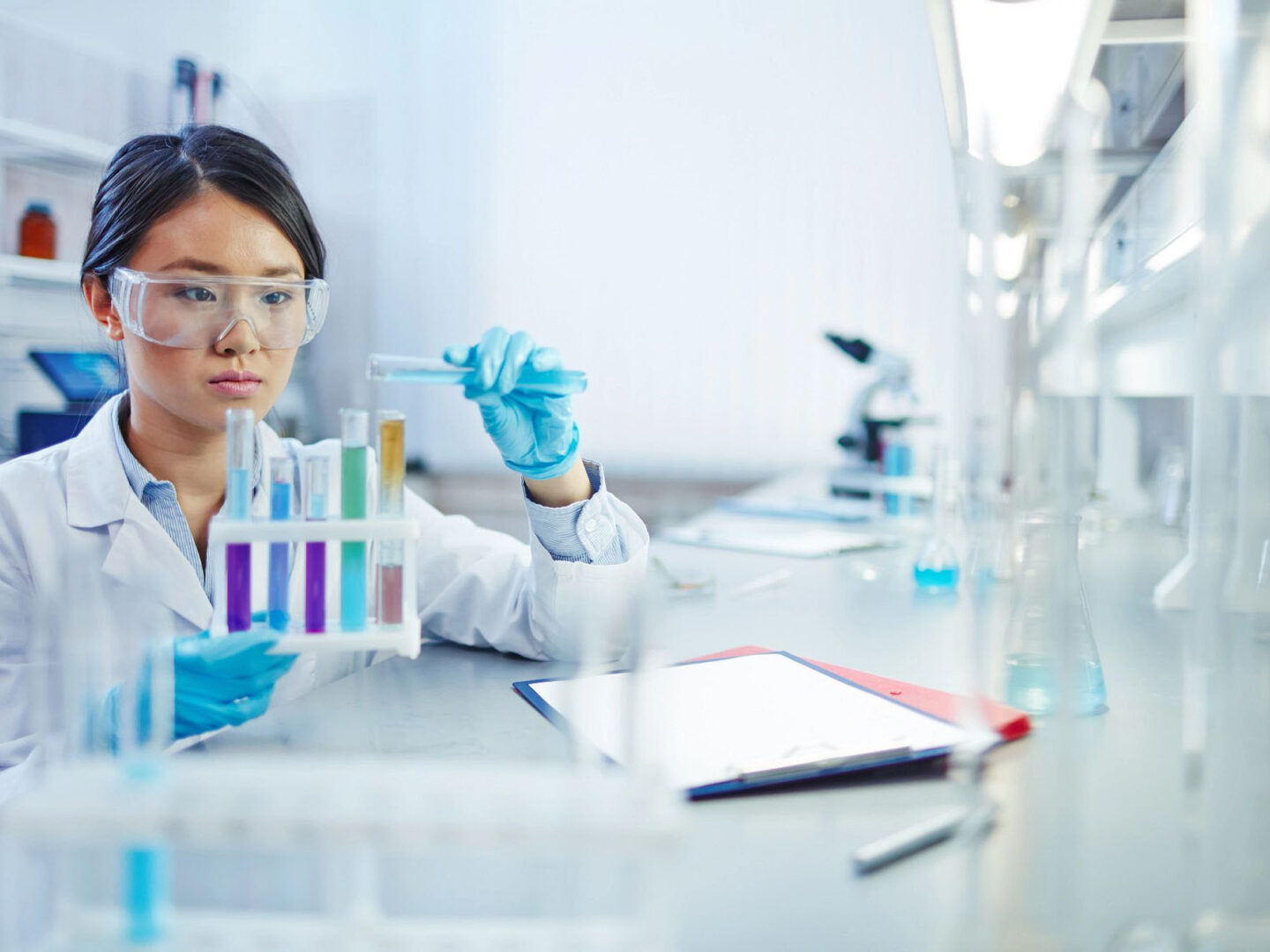 Asian woman lab flipped